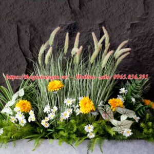 Bồn cây cỏ lau giả