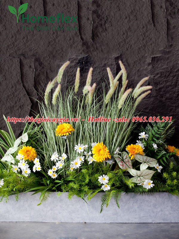 Bồn cây cỏ lau giả
