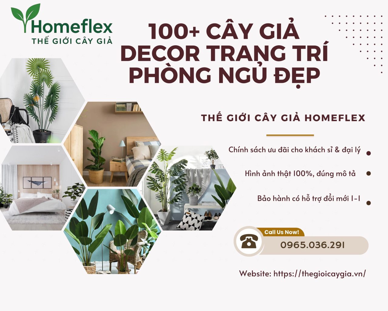 Mẫu cây giả decor trang trí phòng ngủ đẹp