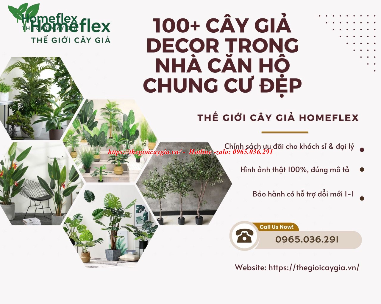 Cây giả decor trong nhà căn hộ chung cư