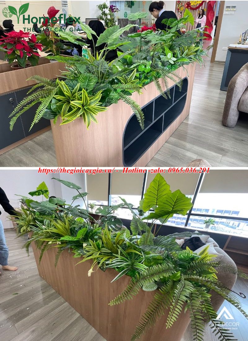 Cây giả decor trang trí văn phòng
