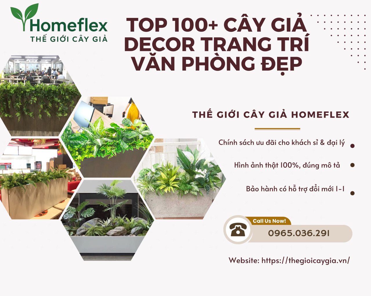 Cây giả decor trang trí văn phòng