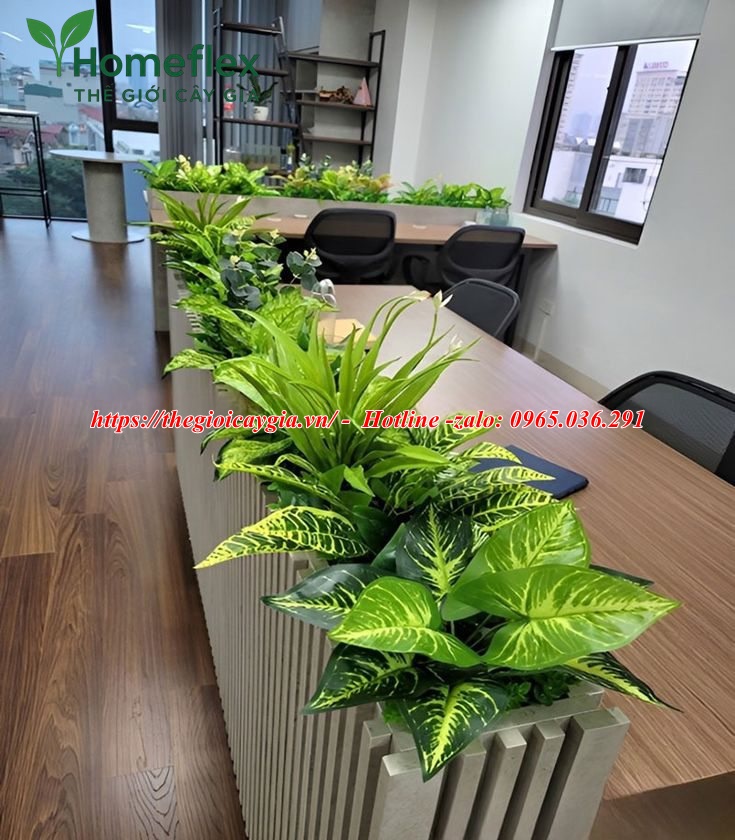 Cây giả decor trang trí văn phòng
