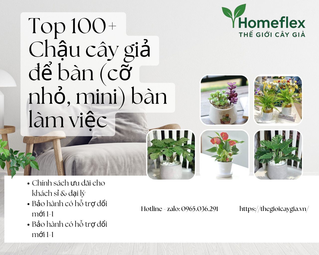 Chậu cây giả để bàn (cỡ nhỏ, mini) bàn làm việc, văn phòng