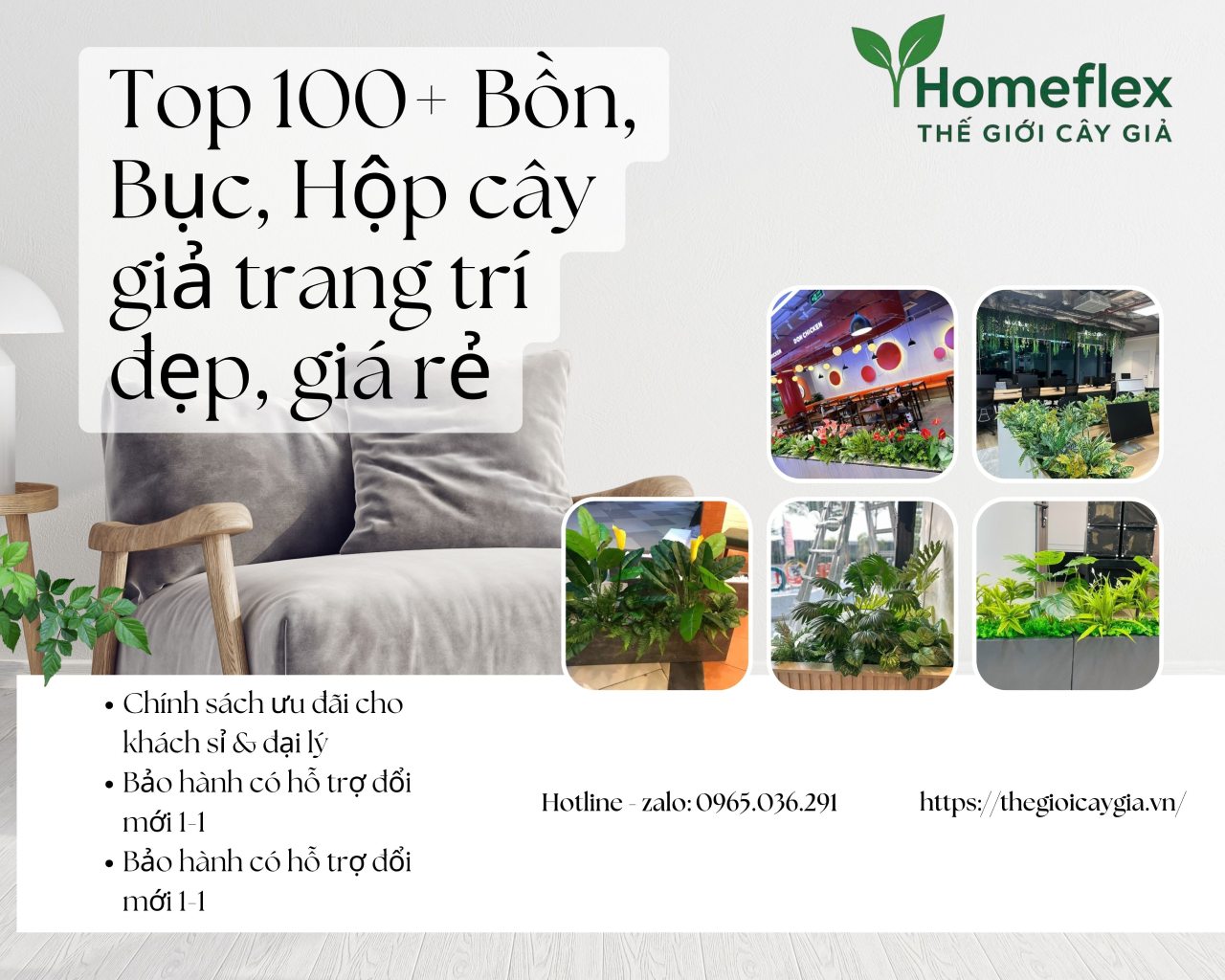 Top 100+ Bồn, Bục, Hộp cây giả trang trí văn phòng, nhà ở