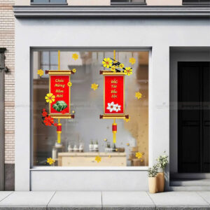 DECAL TRANG TRÍ TẾT ĐÔI LIỄN ĐỎ CHÚC MỪNG NĂM MỚI ĐẮC TÀI ĐẮC LỘC
