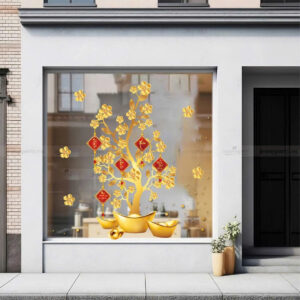 DECAL DÁN KÍNH TRANG TRÍ TẾT CÂY TÀI LỘC VÀNG