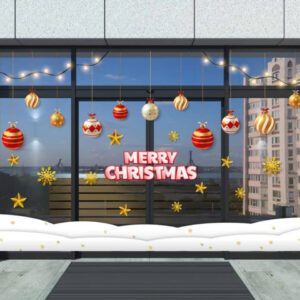 DECAL TRANG TRÍ NOEL NHỮNG QUẢ CHÂU TRÊN CÁNH ĐỒNG TUYẾT TRẮNG