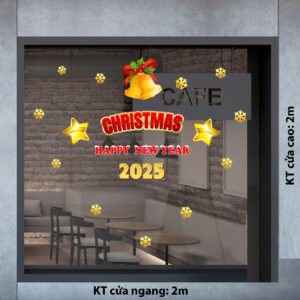 DECAL TRANG TRÍ GIÁNG SINH MERRY CHRISMAST AND HAPPY NEW YEAR 2025