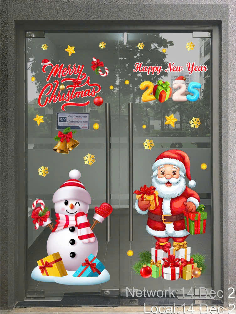 TRANG TRÍ NOEL CHO SẢNH CHUNG CƯ ÔNG NOEL VÀ NGƯỜI TUYẾT SẮC ĐỎ