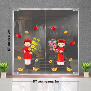 TRANG TRÍ TẾT HAI BÉ VÀ MAI ĐÀO MỪNG XUÂN