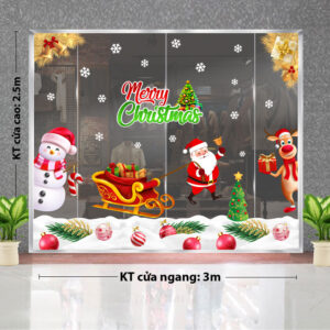 DECAL TRANG TRÍ GIÁNG SINH CHO CỬA HÀNG ĐIỆN THOẠI NHỮNG NGƯỜI BẠN NOEL TRÊN CÁNH ĐỒNG TUYẾT