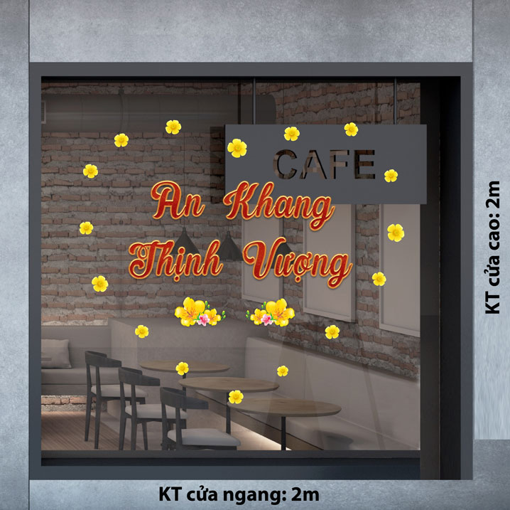 DECAL TRANG TRÍ TẾT AN KHANG THỊNH VƯỢNG VÀ MAI VÀNG