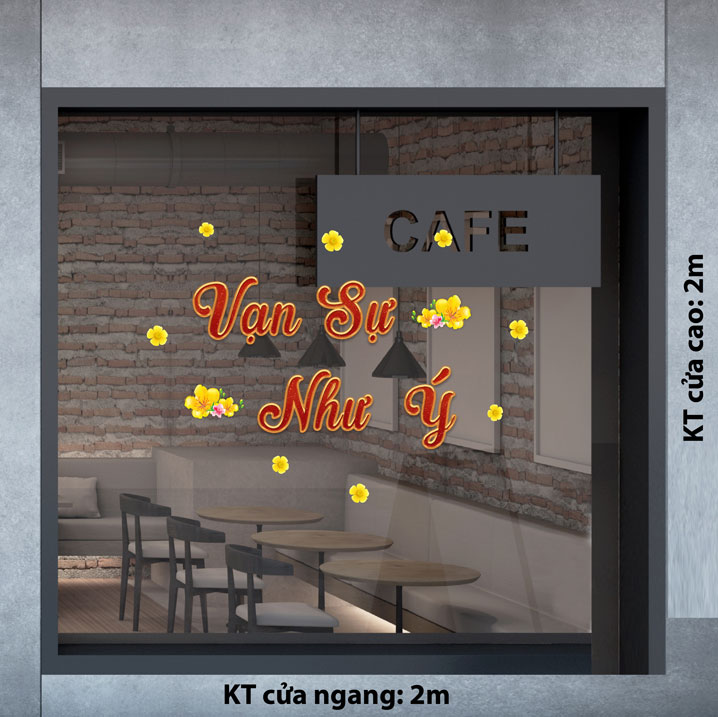 DECAL TRANG TRÍ TẾT VẠN SỰ NHƯ Ý VÀ MAI VÀNG