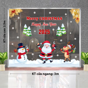 DECAL TRANG TRÍ GIÁNG SINH ÔNG GIÀ NOEL VUI VẺ CŨNG NHỮNG NGƯỜI BẠN