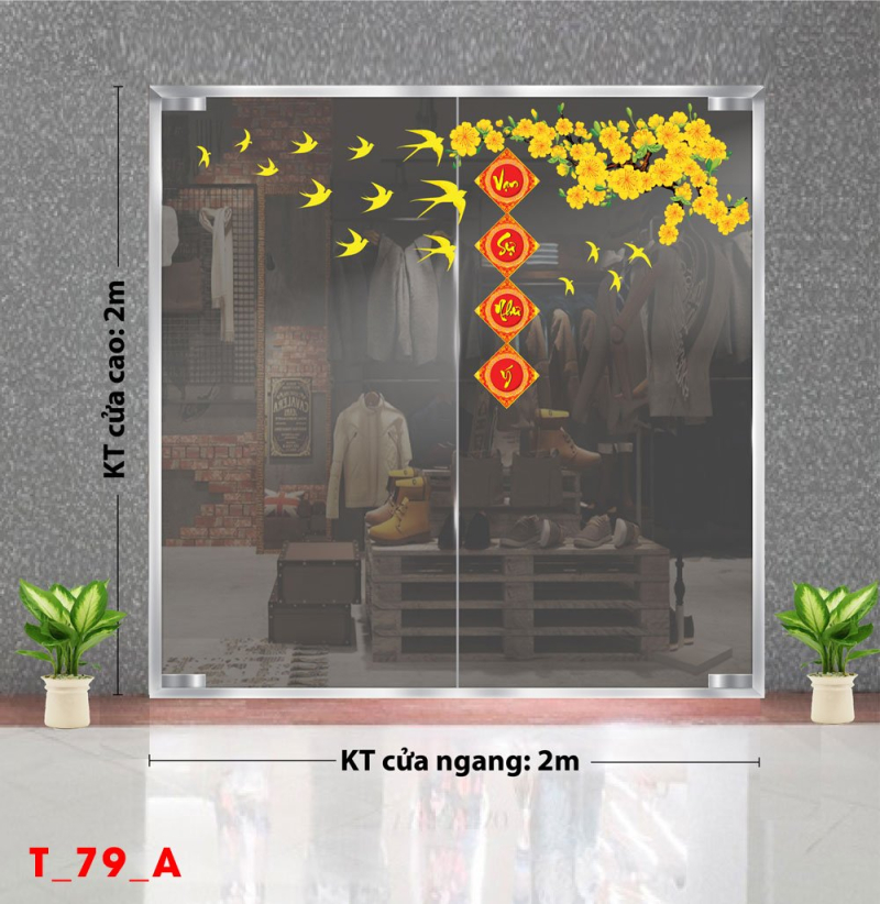 DECAL TRANG TRÍ TẾT MAI VÀNG VẠN SỰ NHƯ Ý