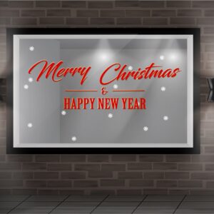 DECAL TRANG TRÍ NOEL MERRY CHRISMAST HAPPY NEW YEAR SẮC ĐỎ