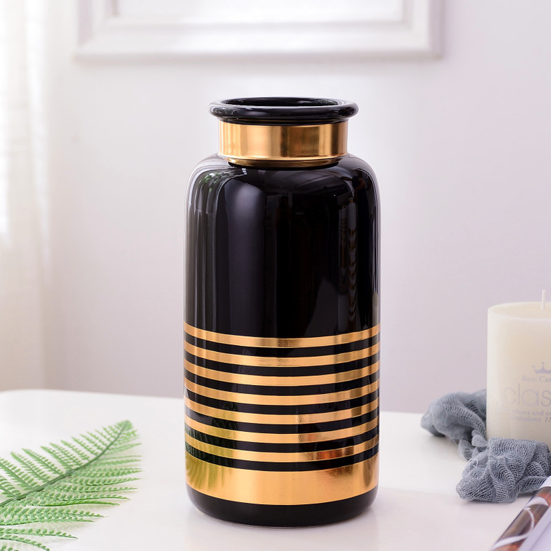 BC105 1 1 - Bình hoa sứ sọc vàng