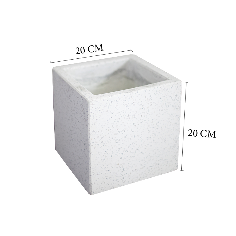 BC179 4 - Chậu xi măng đá mài trắng 20 x 20