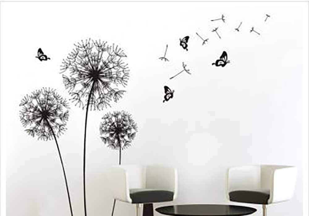 Decal hoa bồ công anh đen