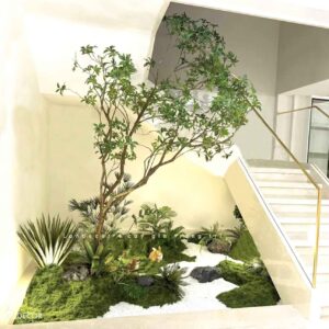Tiểu Cảnh Linh Sơn- Bồn Cây Linh Sơn Thiết Kế Tiểu Cảnh Chân Cầu Thang Độc Đáo - RC071