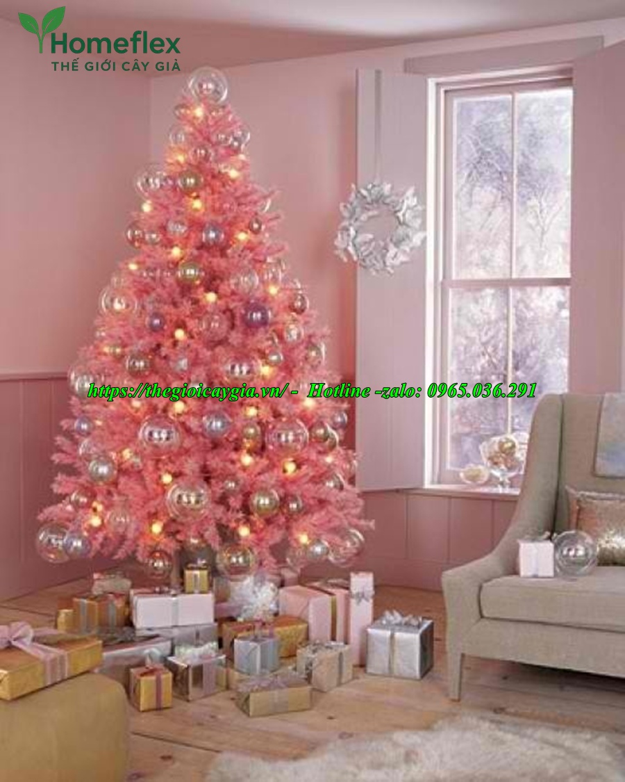 Cây thông noel màu hồng