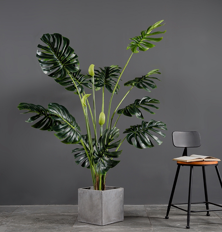 CC34 6 - Cây Trầu Bà lá xẻ giả, cây monstera giả - 160cm