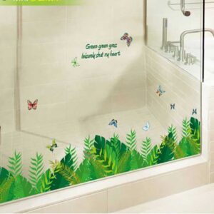 Decal chân tường lá xanh