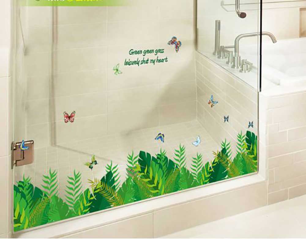 Decal chân tường lá xanh