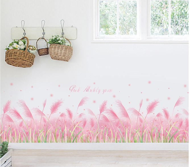 DECAL CỎ BÔNG LAU HỒNG