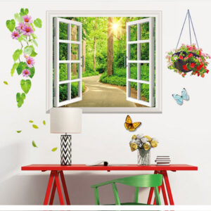Decal cửa sổ và giỏ hoa