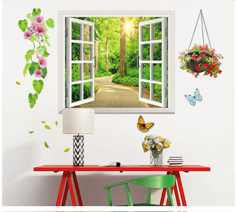 Decal cửa sổ và giỏ hoa