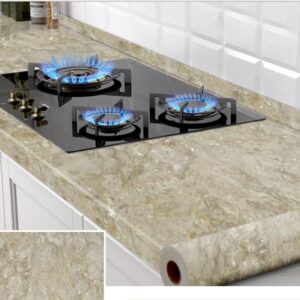DECAL DÁN BẾP CÁCH NHIỆT ĐÁ MARBLE NÂU VÀNG