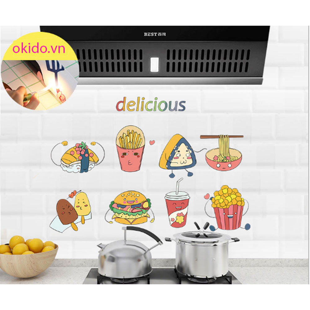 Decal dán bếp các món ăn nhanh