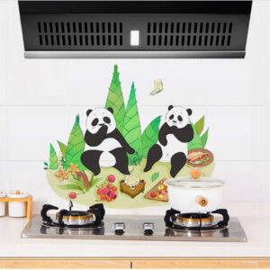 Decal dán bếp đôi bạn gấu trúc