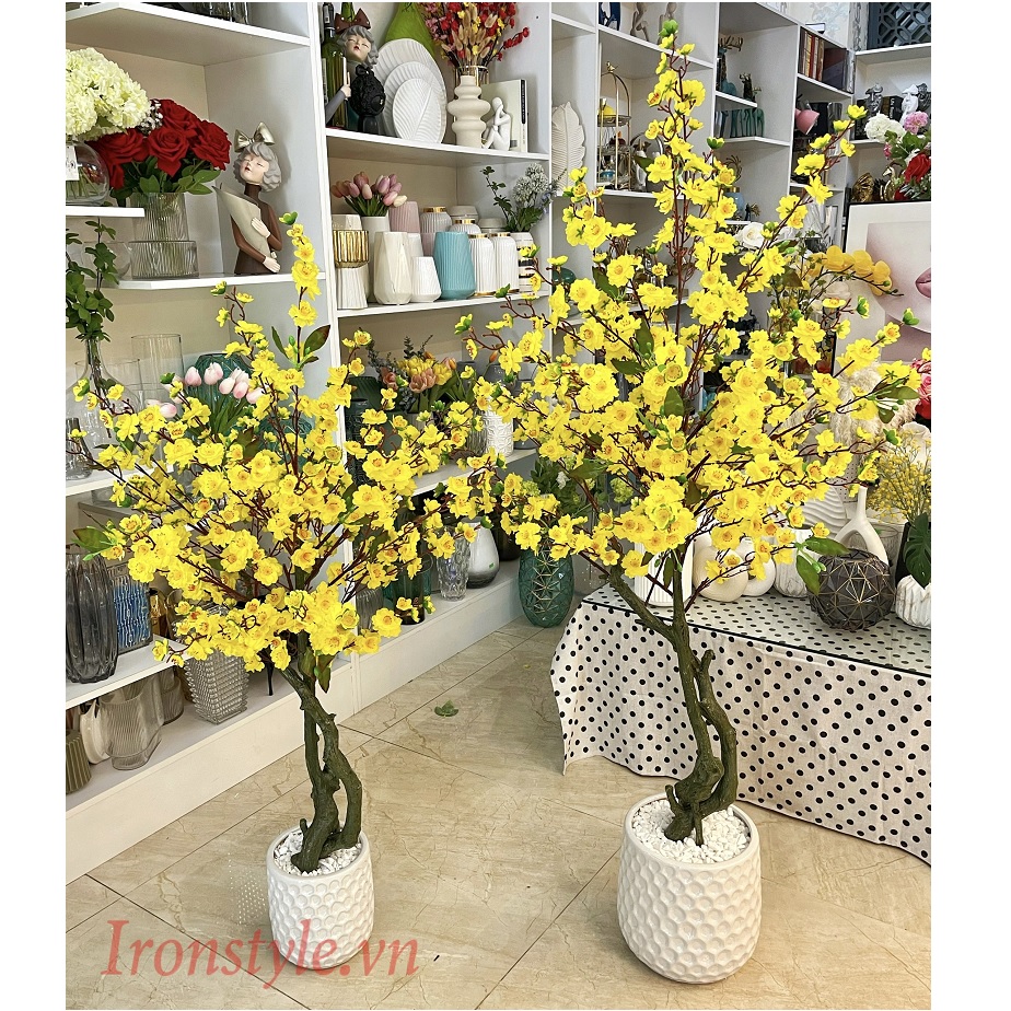 Chậu cây mai giả trang trí