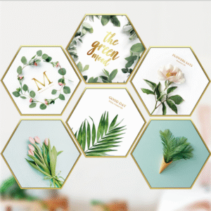 Decal trang trí khung tranh lục giác