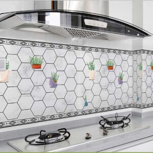 Decal dán bếp tráng nhôm những chậu cây