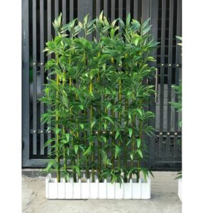 Hàng rào cây trúc giả thân to chậu gỗ trắng (nhiều kích thước)