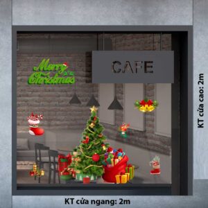 DECAL TRANG TRÍ NOEL CÂY THÔNG XANH MERRY CHRISMAST VÀ NHỮNG GÓI QUÀ