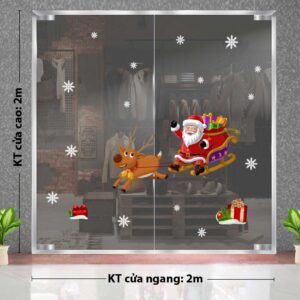 DECAL TRANG TRÍ GIÁNG SINH ÔNG GIÀ NOEL BÊN TÚI QUÀ TRÊN XE TUẦN LỘC
