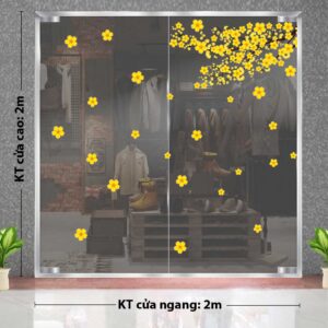 DECAL TRANG TRÍ TẾT NHÁNH MAI VÀNG NỞ RỘ