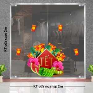 DECAL TRANG TRÍ TẾT MÂM BÁNH CHƯNG DƯA HẤU