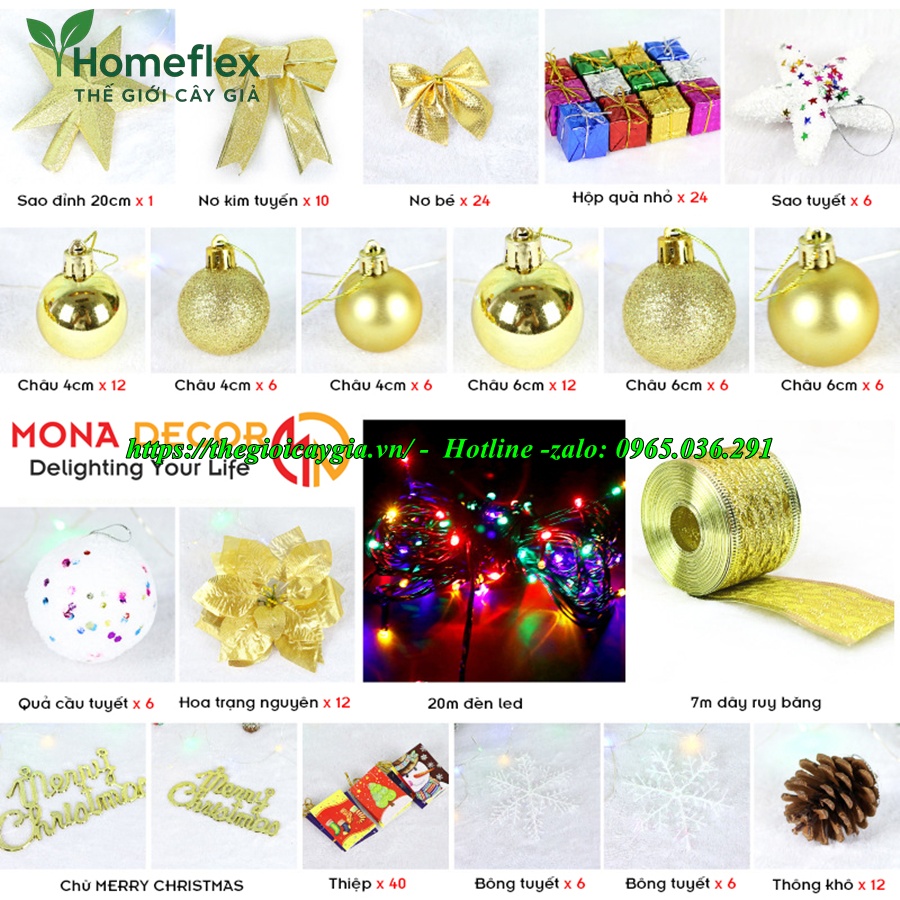 Phụ kiện trang trí cây thông noel giả