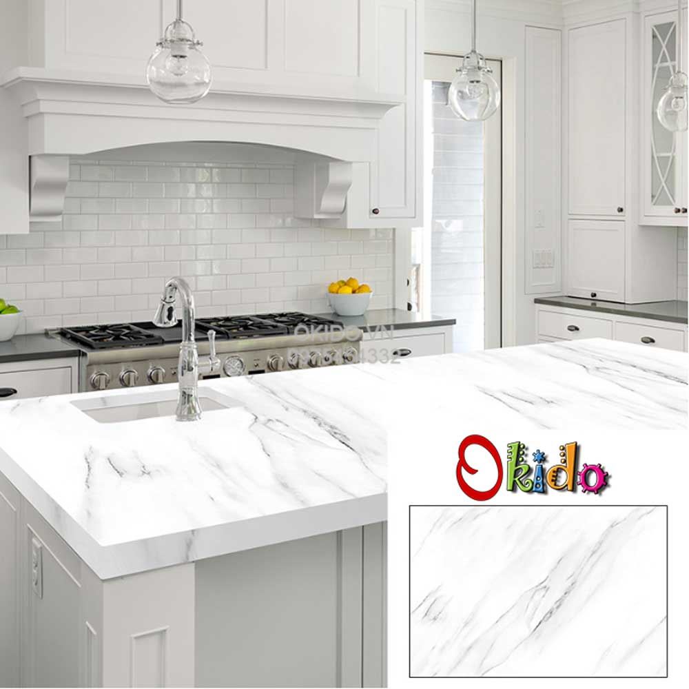 Decal dán bếp vân đá Granite trắng vân đen