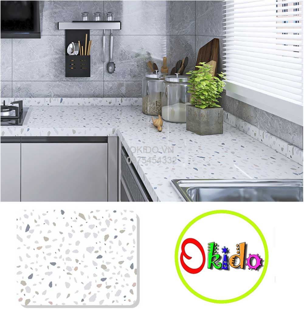 Decal dán bếp tráng nhôm viên sỏi