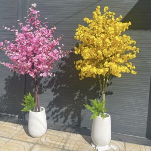 Chậu cây đào mai giả đẹp như thật kèm chậu